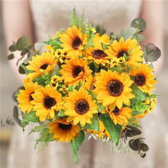 Artificial Sunflower Bouquets,2 Bunches Fake Wildflowers for Baby Shower Home - Picture 7 of 7